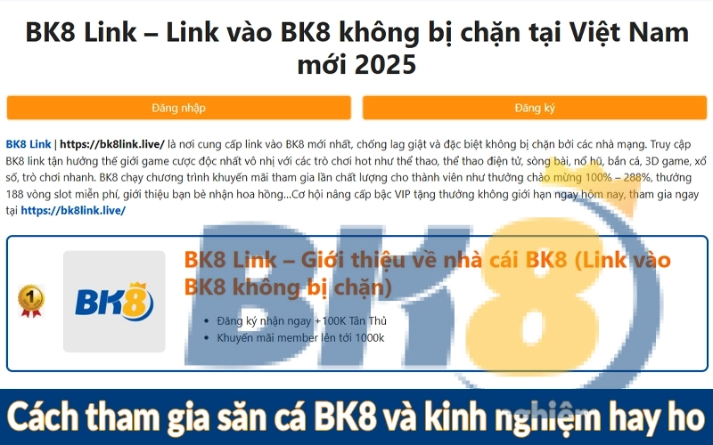 Cách tham gia săn cá BK8 và kinh nghiệm hay ho