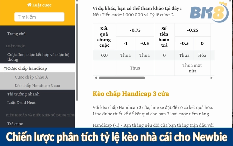 Chiến lược phân tích tỷ lệ kèo nhà cái cho Newbie