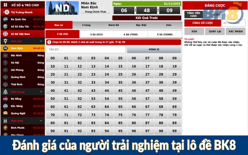 Đánh giá của người trải nghiệm tại lô đề BK8