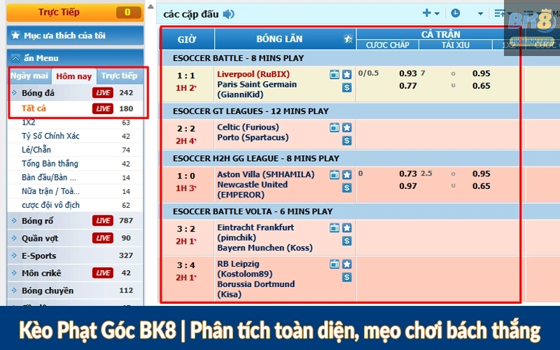 Kèo Phạt Góc BK8 - Phân tích toàn diện, mẹo chơi bách thắng