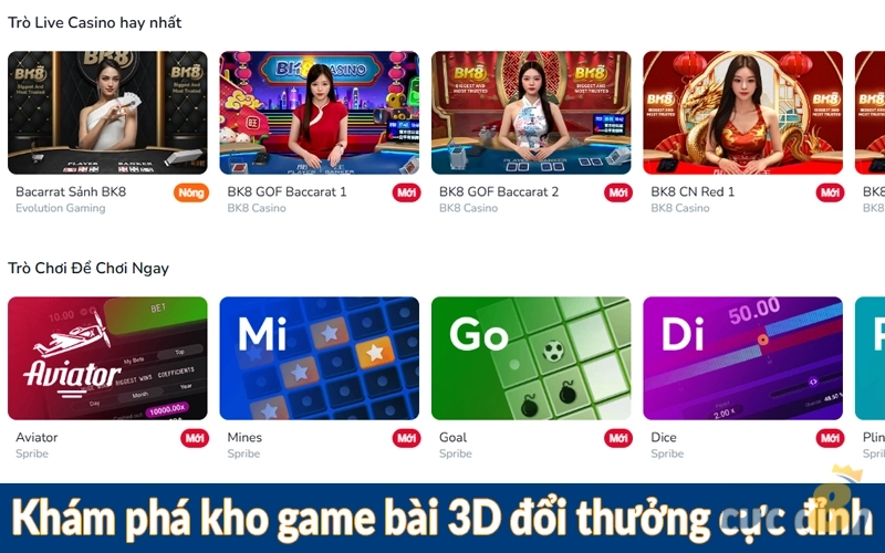 Khám phá kho game bài 3D đổi thưởng cực đỉnh