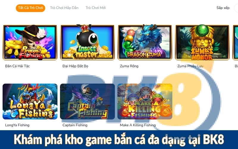 Khám phá kho game bắn cá đa dạng tại BK8