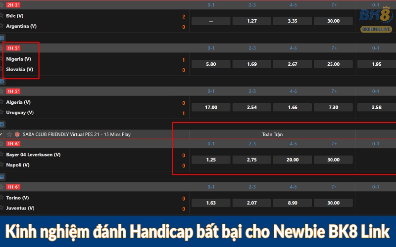 Kinh nghiệm đánh Handicap bất bại cho Newbie BK8 Link