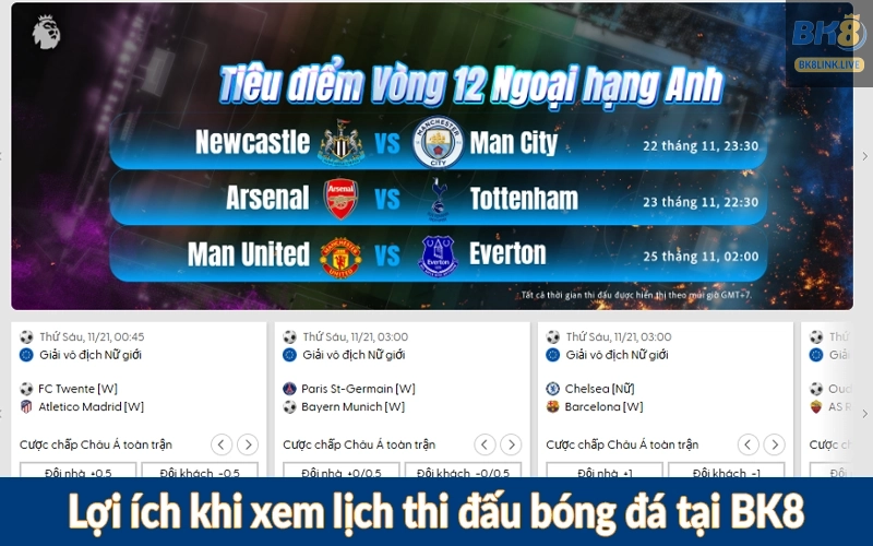 Lợi ích khi xem lịch thi đấu bóng đá tại BK8
