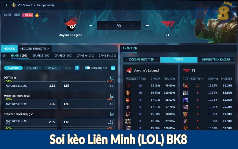 Soi kèo Liên Minh (LOL) BK8