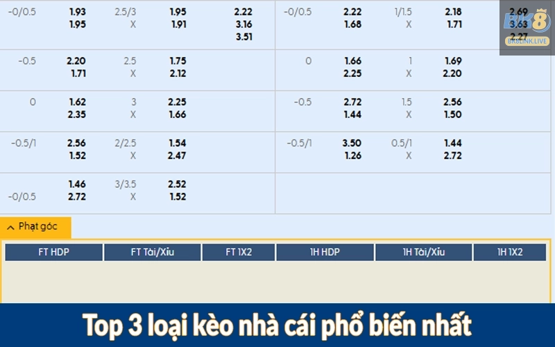 Top 3 loại kèo nhà cái phổ biến nhất