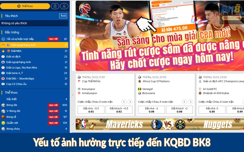 Yếu tố ảnh hưởng trực tiếp đến KQBD BK8